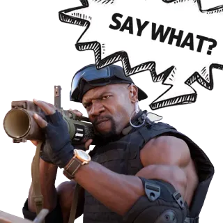 🔫 SAY WHAT? Terry Crews, Bazooka, Arme, Explosif, Action, Militaire telegram sticker
