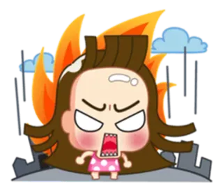 😡 angry, cartoon, fire, upset, storm, emotional whatsapp sticker