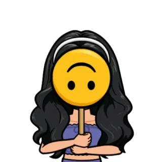 🙃 Emoji, Mặt, Sticker, Lộn ngược, Vui vẻ, Phụ nữ telegram sticker