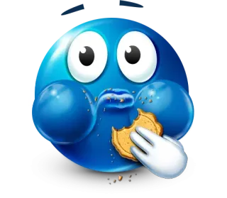 🤩 emoji, azul, galleta, comiendo whatsapp sticker