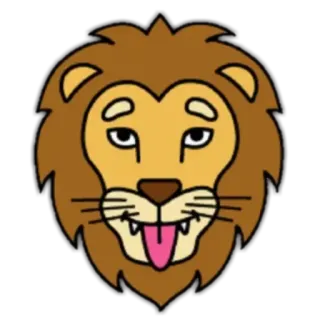 🦁 lion, animal, dessin animé, mignon, autocollant, mammifère whatsapp sticker