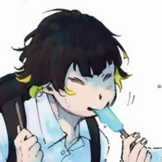 😋 anime, cartoon, ice cream, eating, cute whatsapp sticker