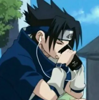 😔 Sasuke Uchiha Naruto anime, naruto, sasuke, uchiha, headphones, music, ninja telegram sticker
