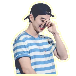 😭 man, person, smile, happy, casual, striped shirt telegram sticker