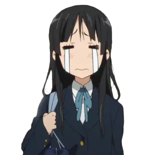 😢 anime, menina, chorando, triste, uniforme escolar, lágrimas telegram sticker