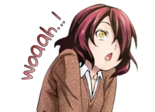 👍 wooah! Anime, Fille, Surprise, Cheveux roux, Dessin animé whatsapp sticker