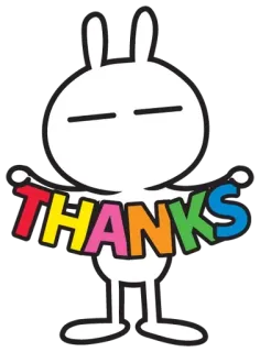 ✌ THANKS conejo, gracias, gratitud, dibujos animados, pegatina whatsapp sticker