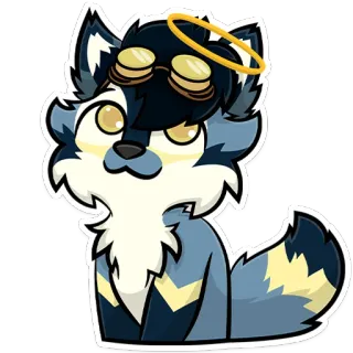 😇 dier, schattig, wolf, bril, halo telegram sticker