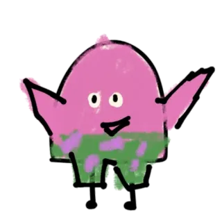 😊 cartoon, character, purple, green, illustration, cute telegram sticker