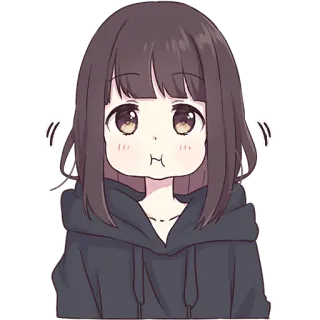 🤐 gái anime, dễ thương, hoạt hình, kawaii, nhãn dán telegram sticker