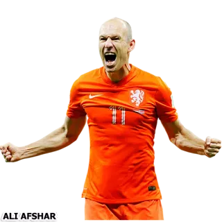 ⚽ ALI'AFSHAR sepak bola, football, Belanda, olahraga, pemain, Arjen Robben telegram sticker