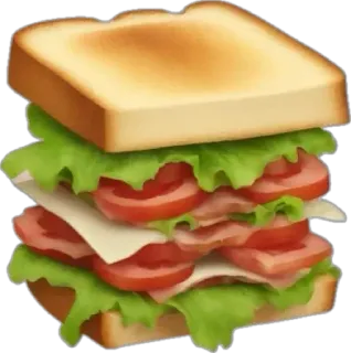 🤩 sandwich, food, lunch, meal, bread, lettuce, tomato, cheese telegram sticker