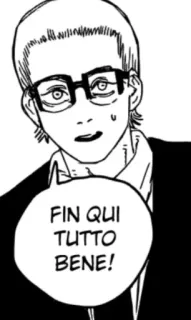 👍 FIN QUI TUTTO BENE! hombre, gafas, italiano, texto, bocadillo, manga whatsapp sticker
