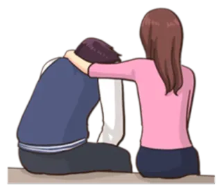 😔 tristeza, consuelo, apoyo, empatía, ilustración telegram sticker