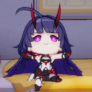 ☀️ Anime, Chibi, Personnage, Cornes, Mignon, Cheveux violets whatsapp sticker