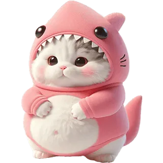 😪 kot, kociak, rekin, słodki, zwierzę, zwierzę domowe, różowy telegram sticker