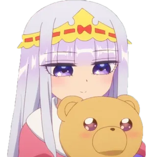 ☺️ anime, imut, gadis, putri, mahkota, boneka beruang whatsapp sticker