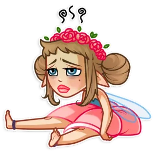 😵 sps? Hada, Dibujos animados, Triste, Agotado/a, Confundido/a whatsapp sticker