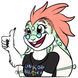 👍 UNICORN BELIEVER unicorn, believe, sticker, cartoon, fantasy, cute telegram sticker