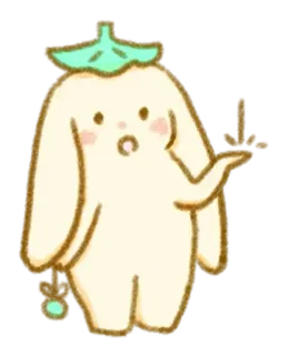 💭 słodki, kreskówka, królik, roślina, liść, kapryśny whatsapp sticker