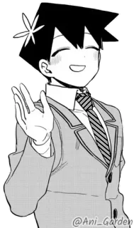 ✋ Tadano Hitohito Komi Can't Communicate @Ani_Garden Anime, Manga, Saludo, Personaje, Sonrisa, Lindo telegram sticker