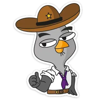 💪 cartone animato, uccello, sceriffo, pollice in su, adesivo telegram sticker