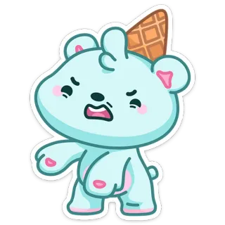 😩 ice cream, bear, cartoon, sticker, offensive gesture, middle finger telegram sticker