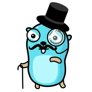 🎩 Gopher, Golang, マスコット, シルクハット, モノクル telegram sticker