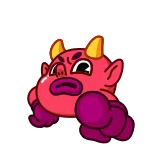🫵 ác quỷ, quái vật, hoạt hình, dễ thương, hồng, sừng telegram sticker