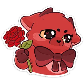 😈 miś, uroczy, róża, kokarda, kawaii, zwierzę whatsapp sticker