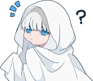 ❕ Anime, Dibujos animados, Fantasma, Lindo, Signo de interrogación, Confundido telegram sticker