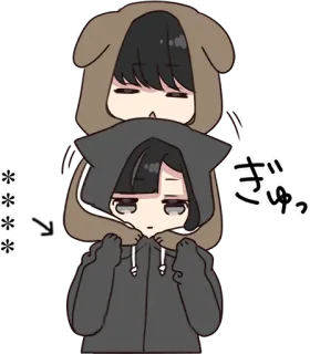 ❤️ ぎゅっ。 carino, anime, cartone animato, abbraccio, kawaii, illustrazione telegram sticker