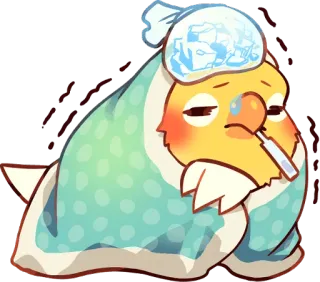 🤒 病気, 鳥, 病, 風邪, インフルエンザ, 熱 telegram sticker