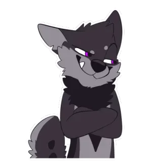 😏 animal, lobo, arrogante, furry, desenho animado, adesivo telegram sticker