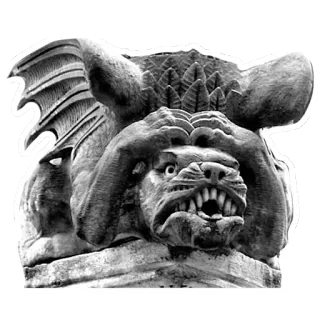 😑 gargoyle, architecture, stone, monster, mythical creature, grotesque, sculpture telegram sticker