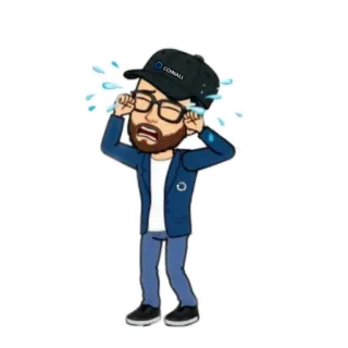 😭 COINALL Dibujo animado, Avatar, Llorando, Gafas, Barba, Coinall, Dificultades financieras, Frustración whatsapp sticker