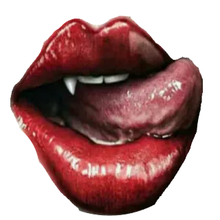 💋 lips, vampire, fangs, tongue, red telegram sticker