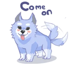😛 Come on собака, щенок, мультфильм, милый, питомец, животное, счастливый telegram sticker