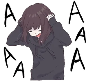 😫 A A A A A A Anime, Mädchen, Schrei, Frustriert, Süß whatsapp sticker