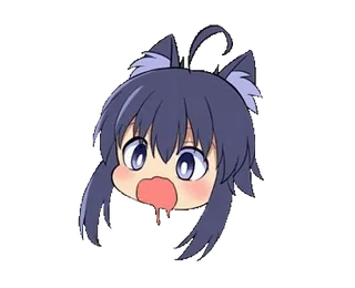 🤤 Anime, Chibi, Orejas de gato, Lindo, Lengua, Obra de arte, Ilustración telegram sticker