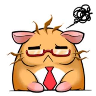 🤔 Hamster, traurig, Business, süß, Tier, Cartoon, Brille, Krawatte telegram sticker