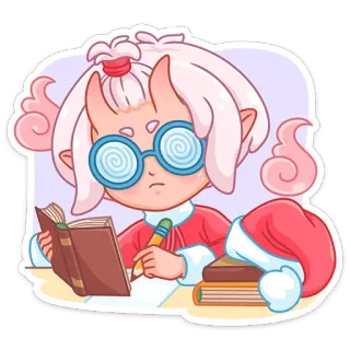 😵‍💫 สติกเกอร์, การ์ตูน, ปีศาจ, การอ่าน, การเขียน, น่ารัก telegram sticker