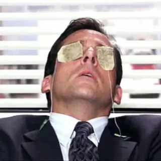 🛌 Michael Scott The Office comédie, télévision, drôle, sachets de thé, masque de sommeil telegram sticker