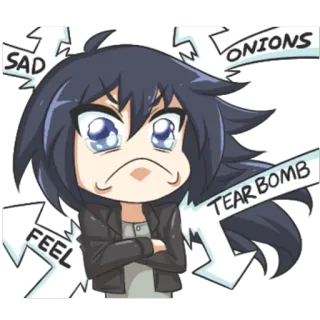 ☹ SAD
FEEL
ONIONS
TEAR BOMB sadness, crying, emotions, tears, anime telegram sticker