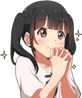 ✨ Anime Mädchen, Cartoon, Illustration, Süß, Glitzer, Fröhlich whatsapp sticker