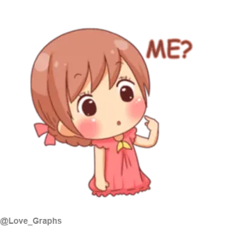 😳 ME? Anime, Lindo, Chica, Dibujo animado, Pregunta, Ilustración telegram sticker