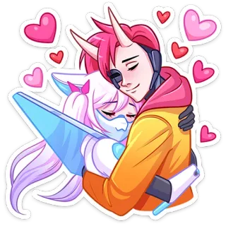 🥰 abraço, amor, anime, casal, fofo, kawaii telegram sticker