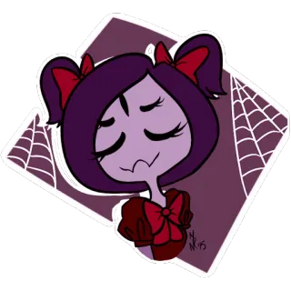 😀 Muffet Undertale araignée, jeu vidéo, violet, noeuds telegram sticker