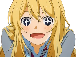 😍 Kaori Miyazono Your Lie in April Anime, Mädchen, Blonde Haare, Süß, Cartoon, Charakter whatsapp sticker
