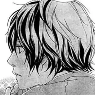 🐱 Anime, Manga, Ragazzo, Ritratto, Bianco e nero, Capelli telegram sticker